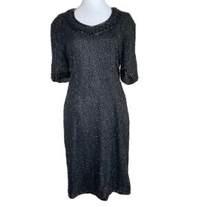 Vintage 80s Laurence Kazar Silk Beaded Cocktail Dress